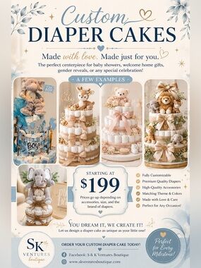 🍼💕 CUSTOM DIAPER CAKES – MADE JUST FOR YOU! 💕🍼